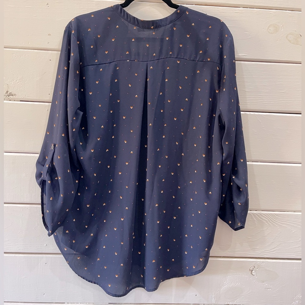 Navy Blue Women's Top with Pattern Size L